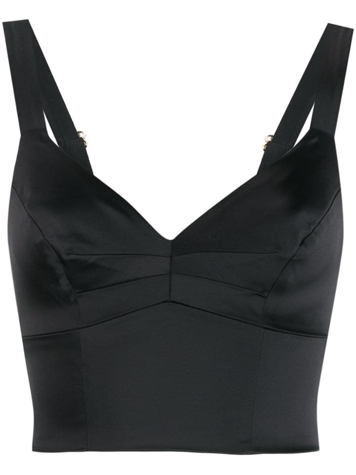 Murmur Cropped Bustier Top - Black