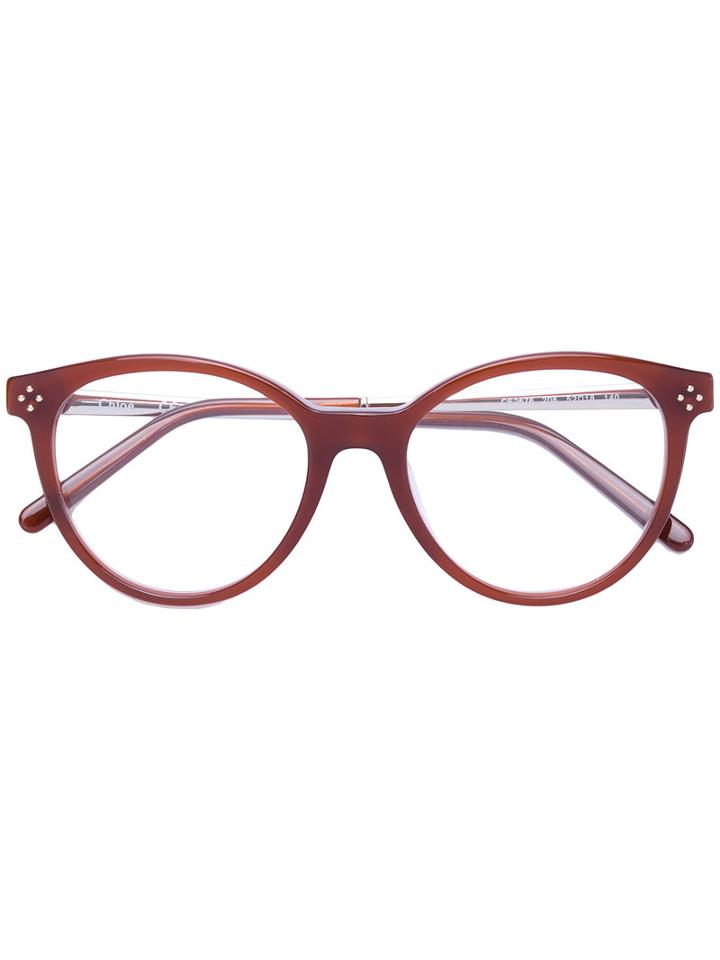 Chloe Eyewear - Round Frame Glasses - Women - Acetate/metal - 52, Brown, Acetate/metal
