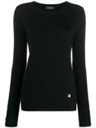 Trussardi Jeans Long Sleeve Button Cuff Top - Black