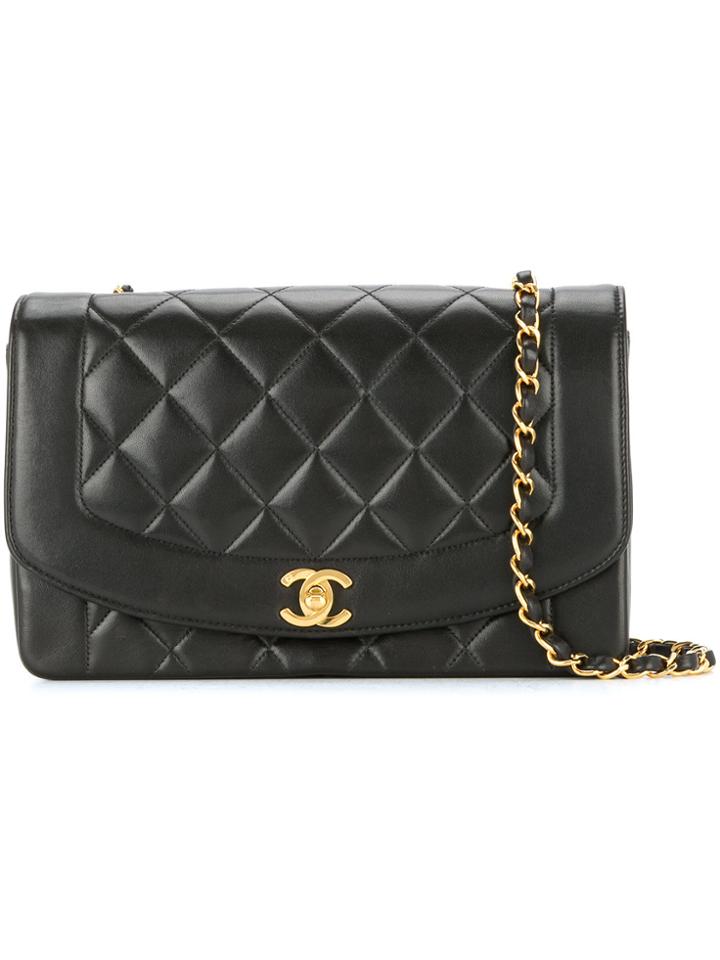 Chanel Vintage Quilted Cc Single Chain Bag - Black