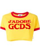 Gcds Logo Cropped T-shirt, Women's, Size: Xl, Yellow/orange, Cotton