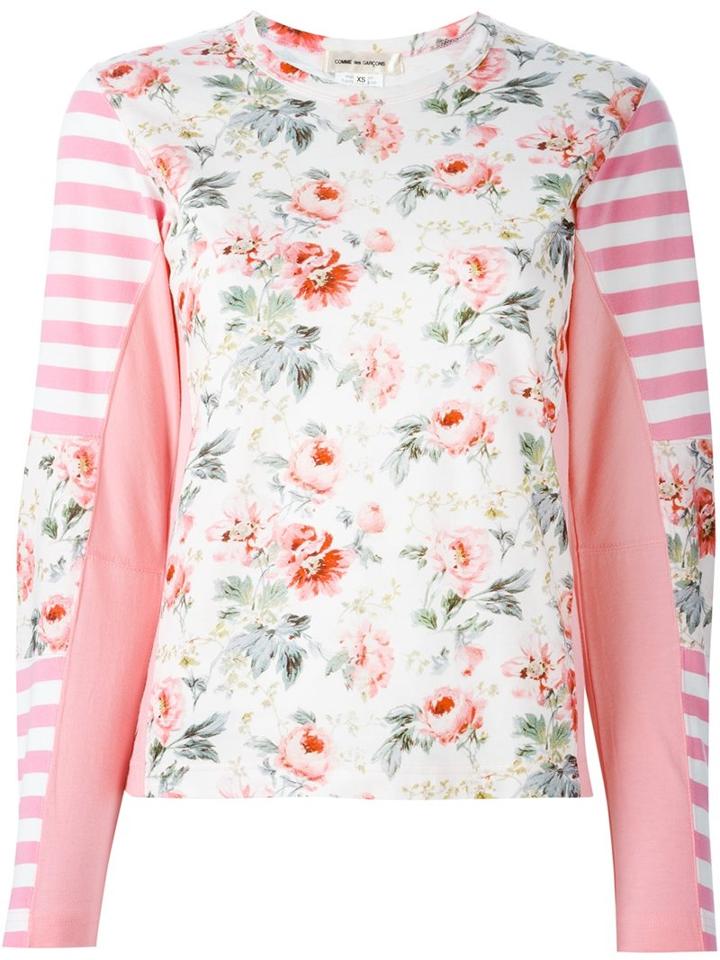 Comme Des Garçons Floral Longsleeved Knitted Top, Women's, Size: Small, Pink/purple, Cotton