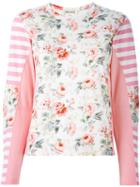 Comme Des Garçons Floral Longsleeved Knitted Top, Women's, Size: Small, Pink/purple, Cotton