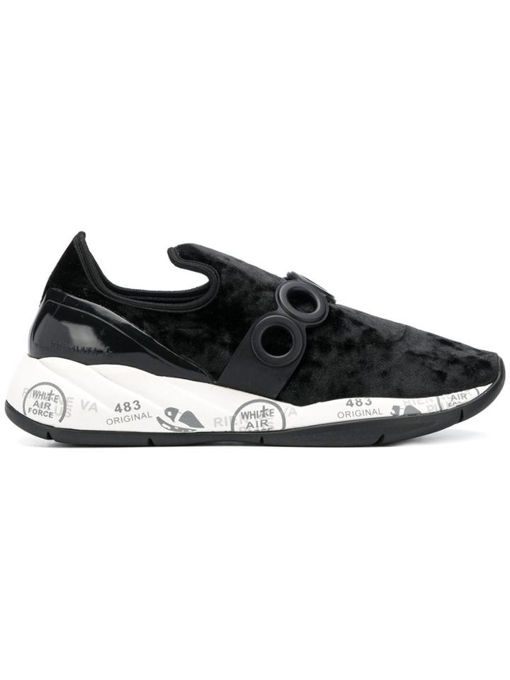 Premiata Velvet Slip-on Trainers - Black