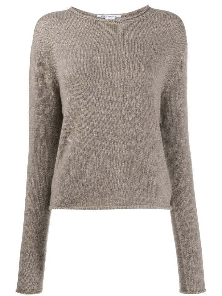 Agnona Knitted Round-neck Jumper - Neutrals