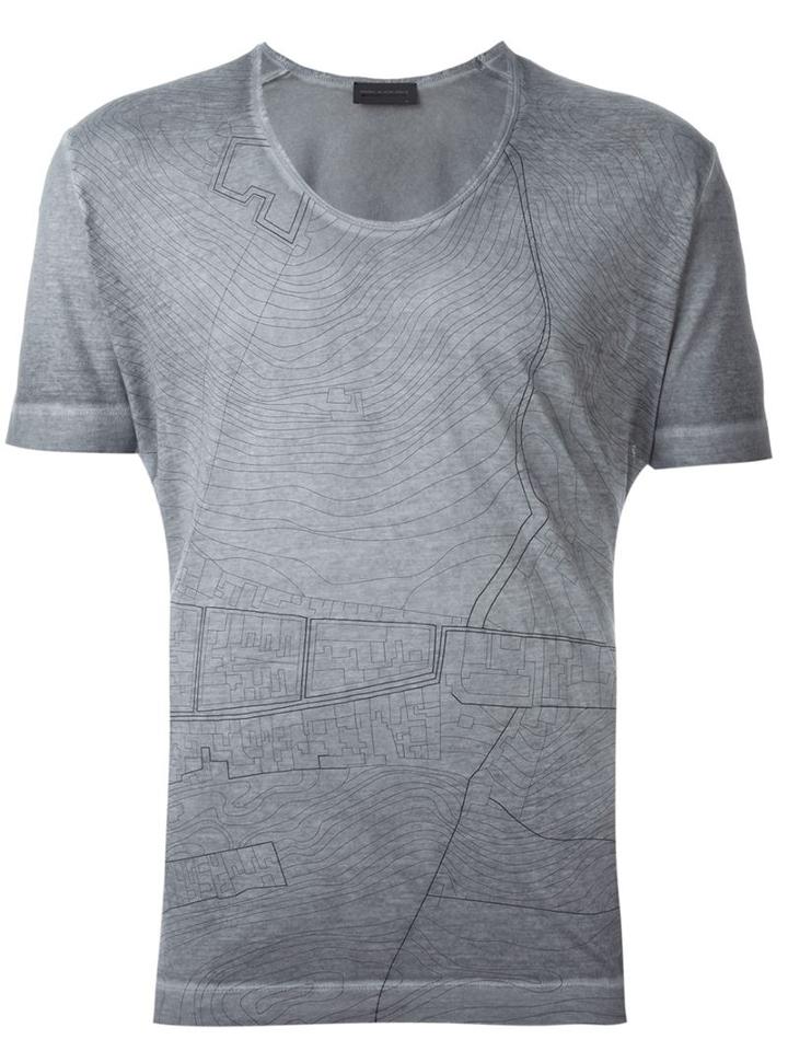 Diesel Black Gold Map Print T-shirt, Men's, Size: Xl, Grey, Cotton