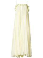 Adam Lippes Sleeveless Pleated Chiffon Gown, Women's, Size: 6, Yellow/orange, Polyester