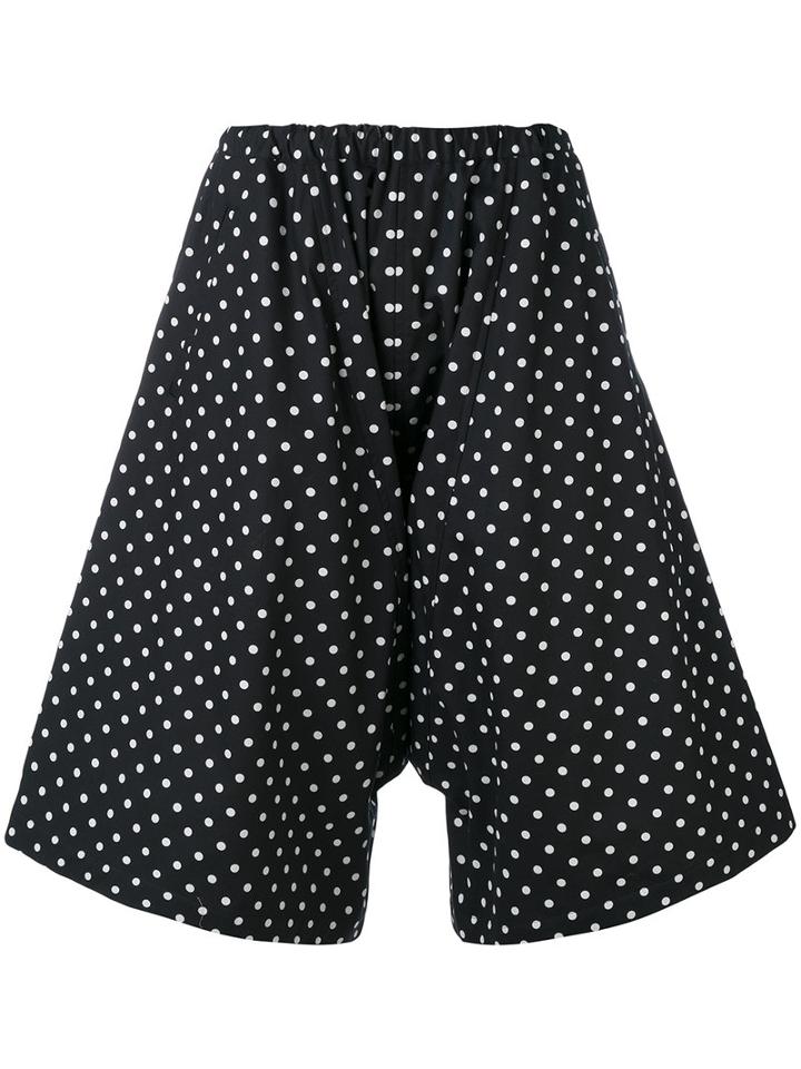 Comme Des Garçons Comme Des Garçons - Polka Dot Flared Shorts - Women - Cotton - S, Black, Cotton