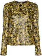 Markoo Floral Print Fitted Top - Black
