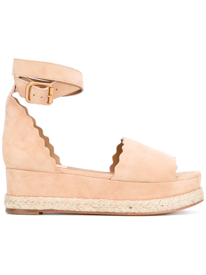 Chloé Lauren Flatform Wedges - Nude & Neutrals