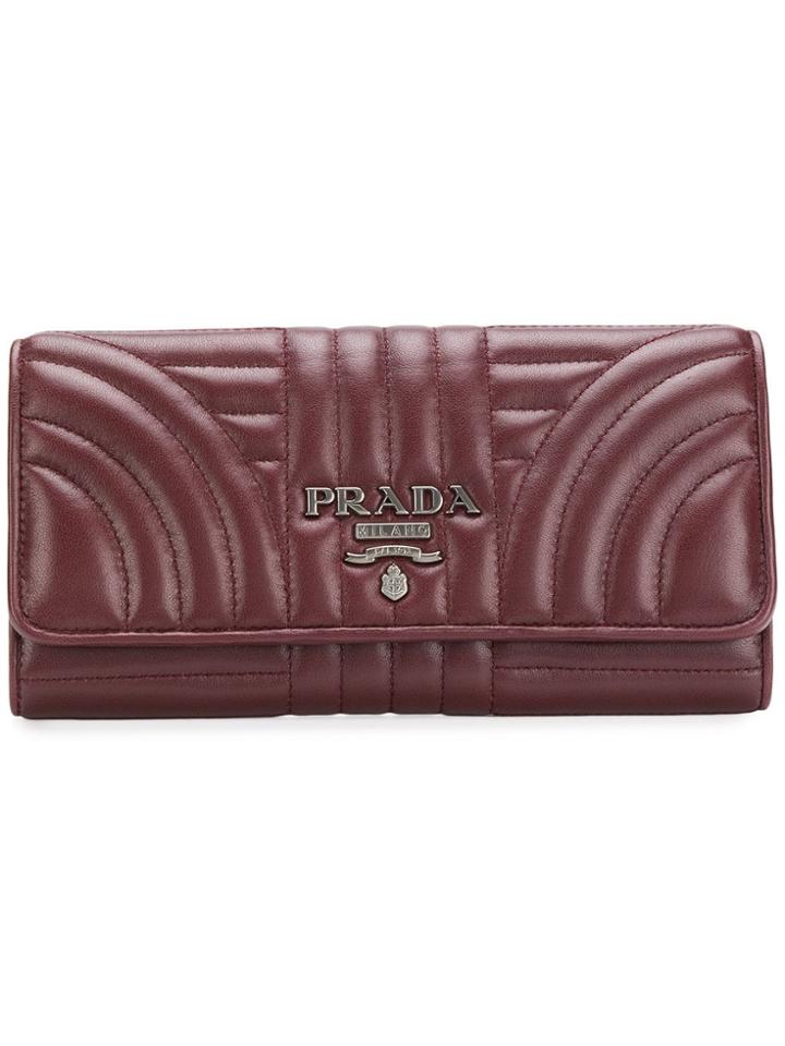 Prada Diagramme Continental Wallet - Red
