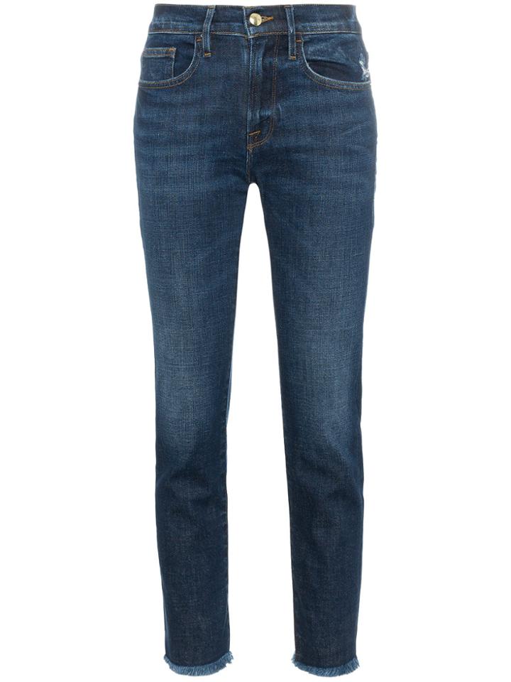 Frame Denim Le Boy Straight Cropped Mid-rise Jeans - Blue