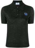 Prada Logo Short-sleeve Polo Top - Black