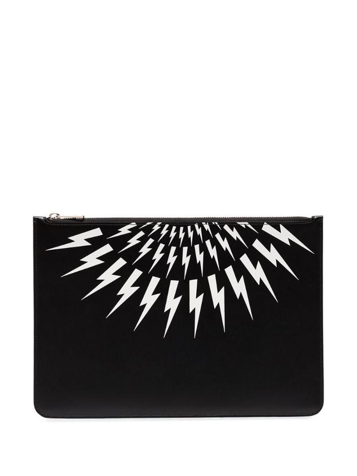 Neil Barrett Thunderbolt Motif Zip Wallet - Black