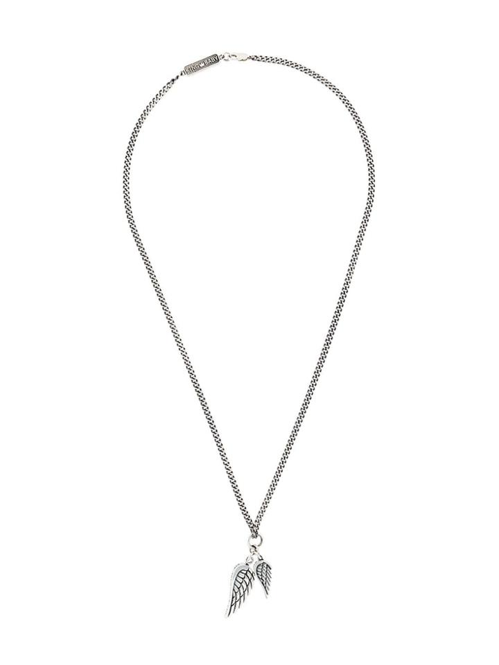 King Baby Wing Pendant Chord Necklace - Grey