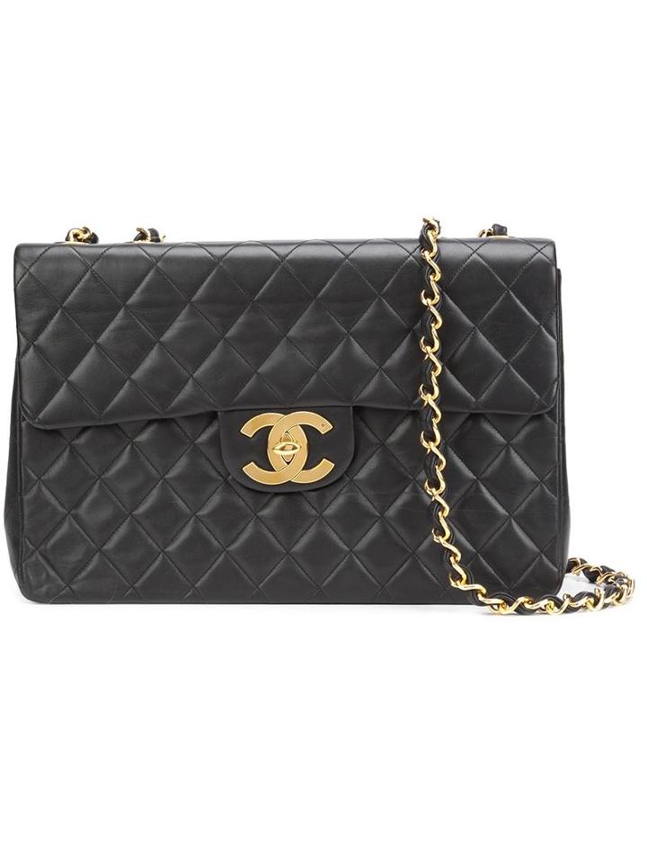Chanel Vintage Xl Jumbo Flap Shouder Bag, Women's, Black