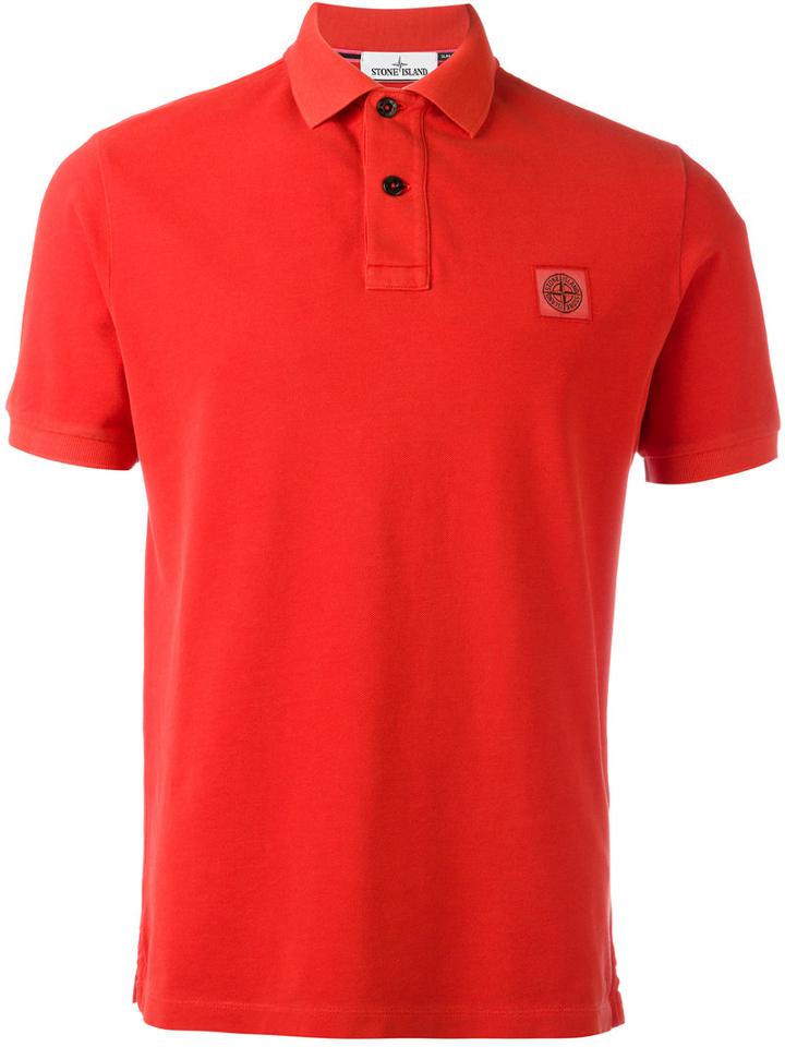 Stone Island Logo Patch Polo Shirt, Men's, Size: Xl, Red, Cotton