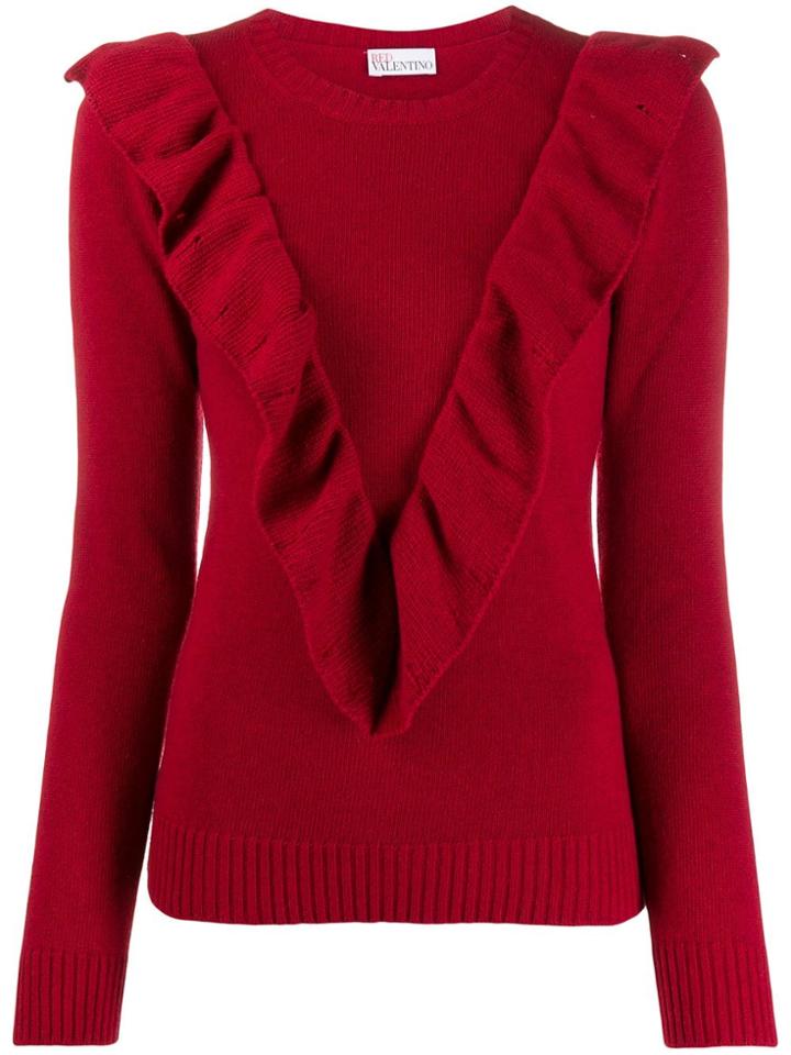 Red Valentino Ruffled V Jumper