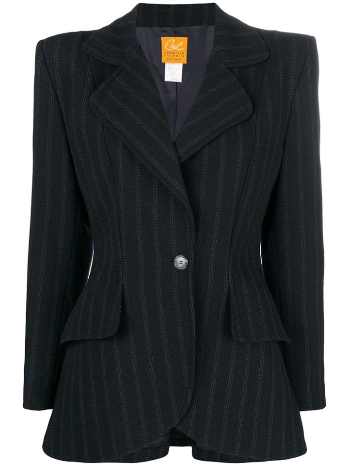 Christian Lacroix Vintage 1990's Stitching Striped Jacket - Black