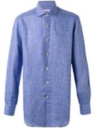 Kiton - Fine Check Shirt - Men - Linen/flax - 44, Blue, Linen/flax