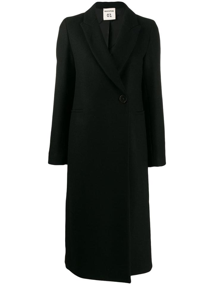 Semicouture Single Breasted Midi Coat - Black