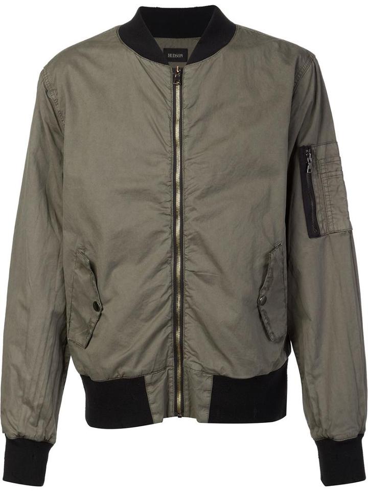 Hudson Zipped Bomber Jacket, Men's, Size: Small, Green, Cotton/supima Cotton