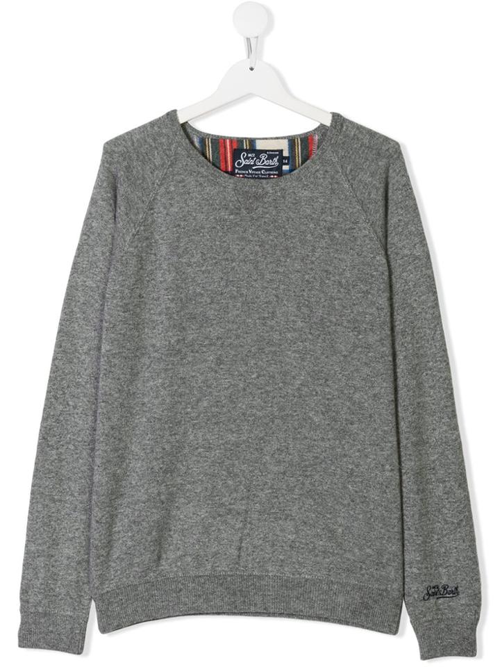 Mc2 Saint Barth Teen Knitted Crew Neck Sweater - Grey