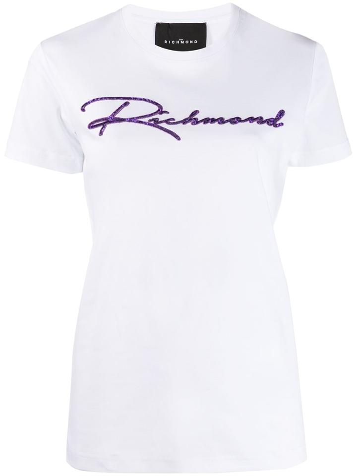 John Richmond Sequinned Logo Crewneck T-shirt - White