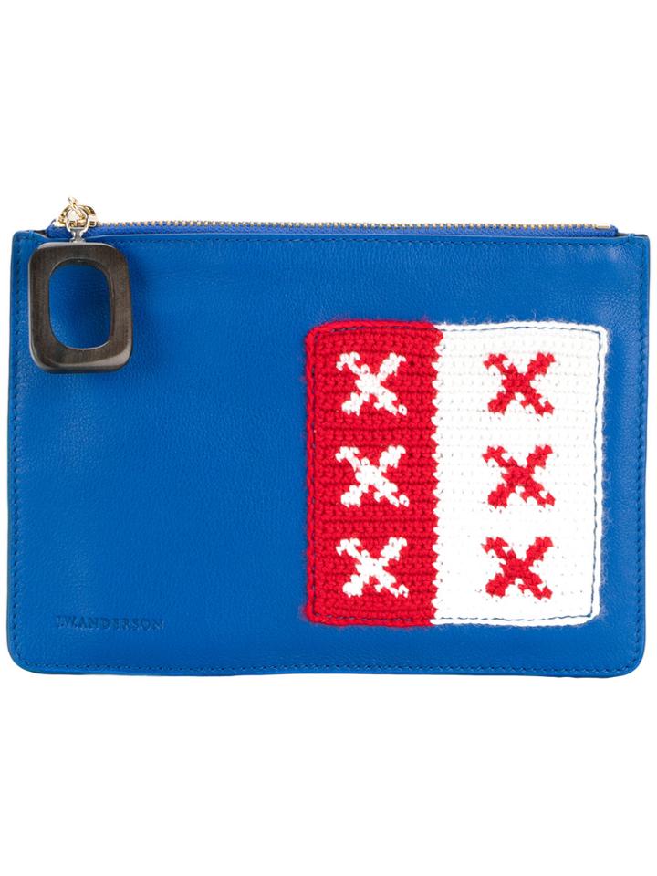 Jw Anderson Crochet Patch Clutch - Blue