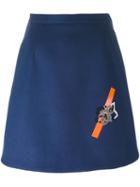 Christopher Kane Rose Embroidered Skirt, Women's, Size: 42, Blue, Silk/acetate/virgin Wool
