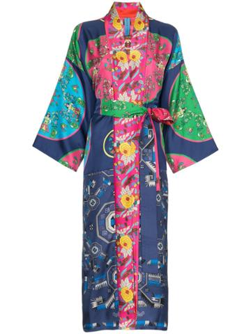 Rianna + Nina Greek Kimono 11 Print Silk Robe - Multicolour