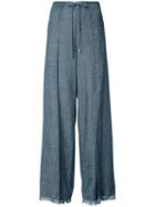 Trina Turk - High-waist Trousers - Women - Linen/flax/lyocell - L, Blue, Linen/flax/lyocell