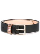 Paul Smith - Striped Detail Belt - Women - Leather/brass - 85, Women's, Black, Leather/brass