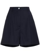 Natasha Zinko Mid Rise Shorts With Pleat Front - Blue