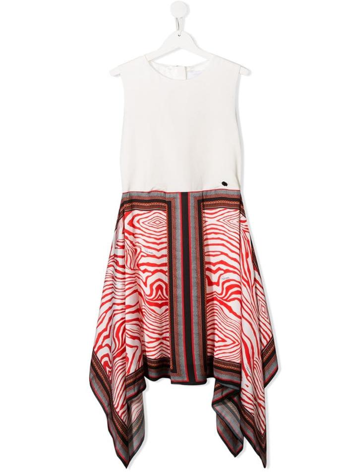 Roberto Cavalli Junior Teen Contrast Asymmetric Dress - White