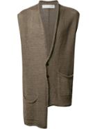 Isabel Benenato Asymmetric Sleeveless Cardigan, Men's, Size: Large, Green, Cotton