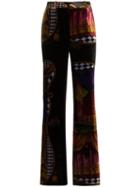 Versace High-waisted Sipario Print Silk Blend Velvet Trousers - A7008