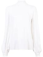 Giambattista Valli Funnel-neck Long Sleeve Blouse - White