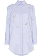 Area Embellished Detail Shirt Dress - Blue