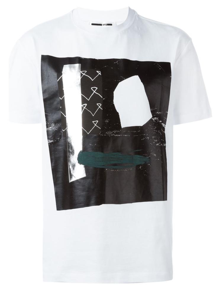 Mcq Alexander Mcqueen Abstract Print T-shirt, Men's, Size: Xs, White, Cotton