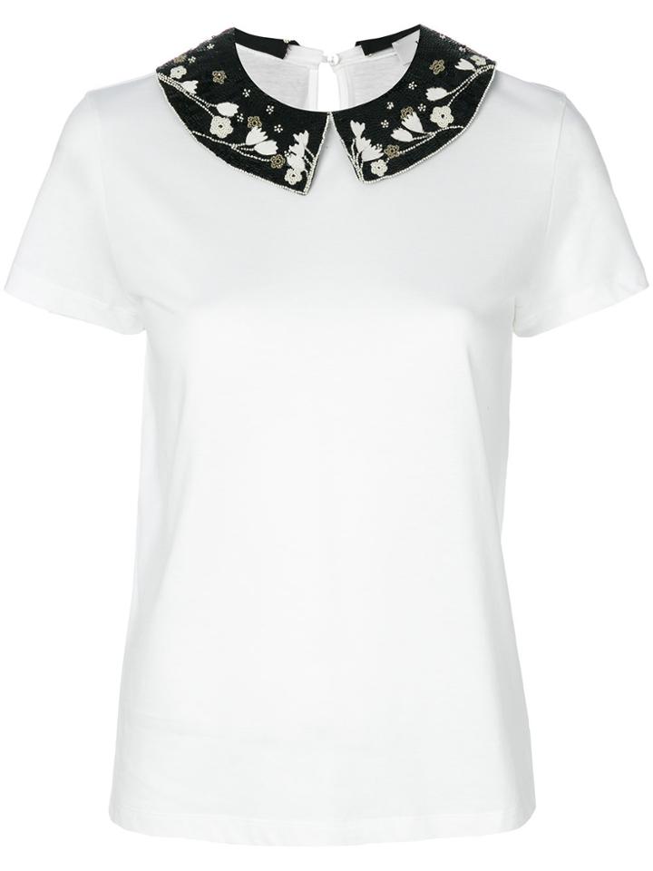 Valentino Floral Collar T-shirt - White