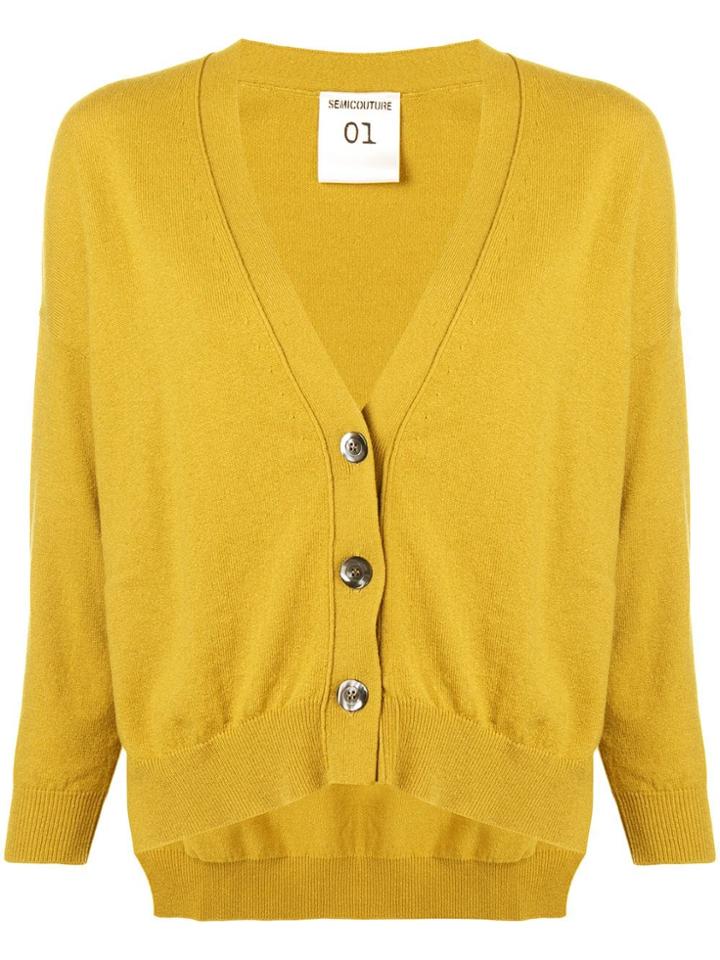 Semicouture High Low Cardigan - Yellow