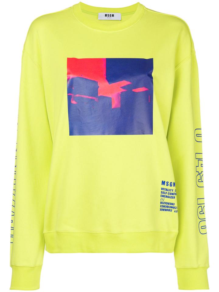 Msgm Graphic Print Sweatshirt - Yellow & Orange