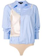 Alexander Wang Pinstripe Hybrid Shirt Bodysuit - Blue