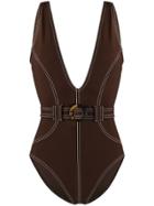 Zimmermann Belted Swimsuit - Brown