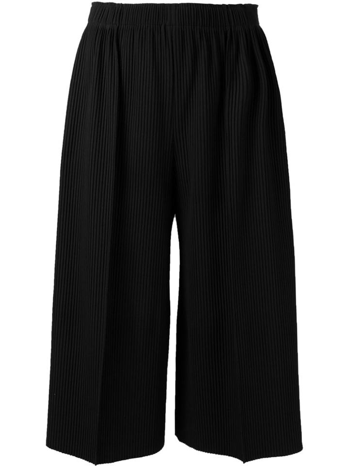 Issey Miyake Cauliflower - Ribbed Culottes - Women - Polyester - One Size, Women's, Black, Polyester