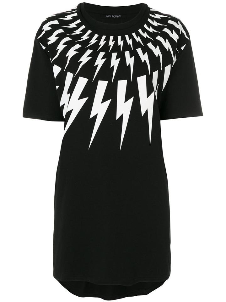 Neil Barrett - Lightning Print T-shirt - Women - Cotton - Xs, Black, Cotton
