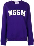 Msgm Logo Patch Sweatshirt - Purple