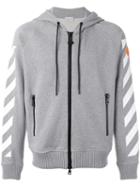 Moncler X Off-white Logo Stripe Hoodie, Men's, Size: Xl, Grey, Cotton