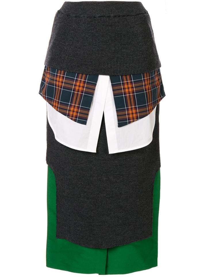 Enföld High-waisted Panelled Pencil Skirt - Grey